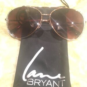 Lane Bryant Gold Frame Sunglasses with Brown Lenses and Rhinestone Trim